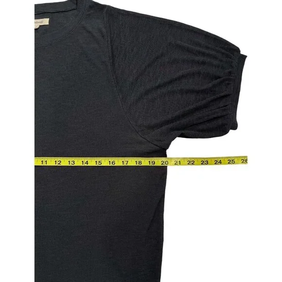Madewell Women Top Medium Size Gray Eastover Bubble Short Sleeve Stretch NWOT - Picture 7 of 10